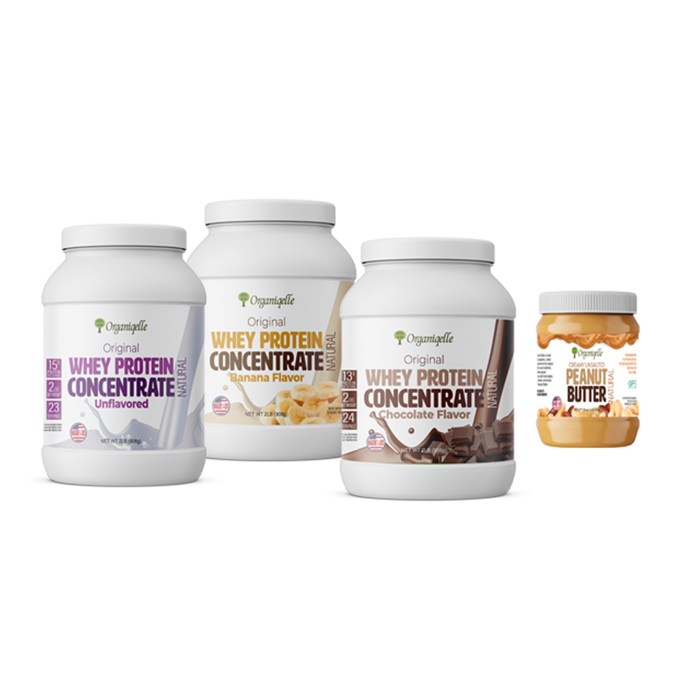 Buy One 5 lb Whey protein get one free peanut butter jar